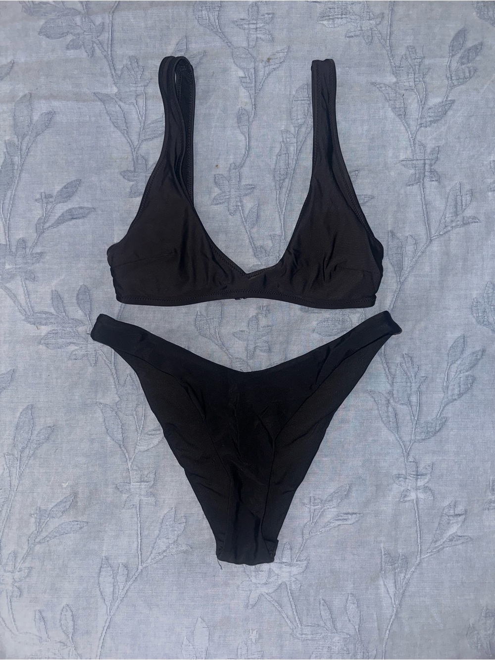 aerie Black Scoop Bralette Bikini Set